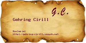 Gehring Cirill névjegykártya